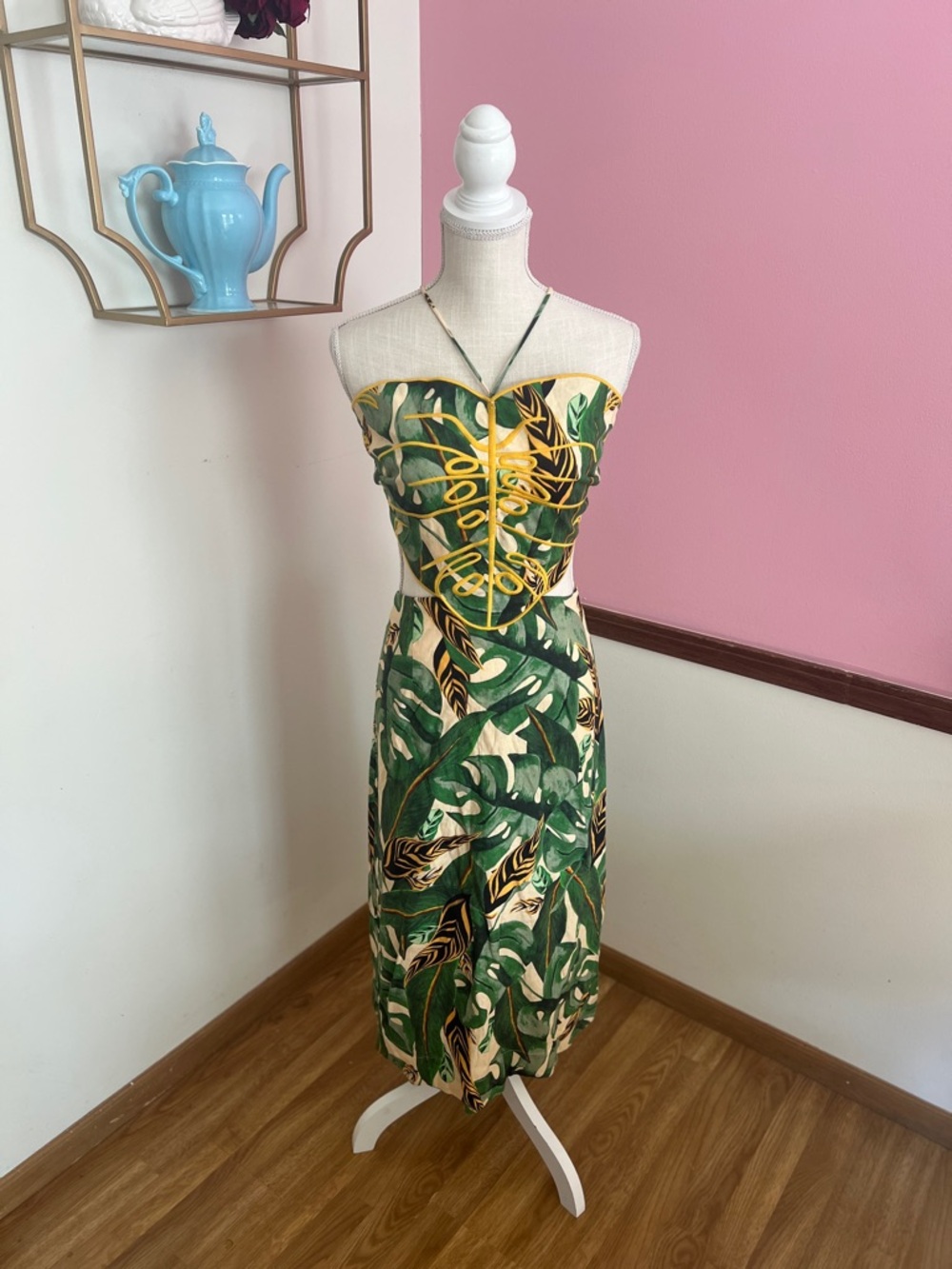 Farm Rio Monstera Leaf Print Dress